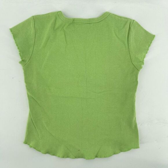 Y2K Girls 2-Piece Outfit – Green Embellished Tee & Denim Striped Capris, Size 4 - Picture 7 of 16